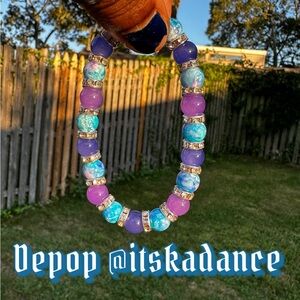 beaded blue purple bracelet